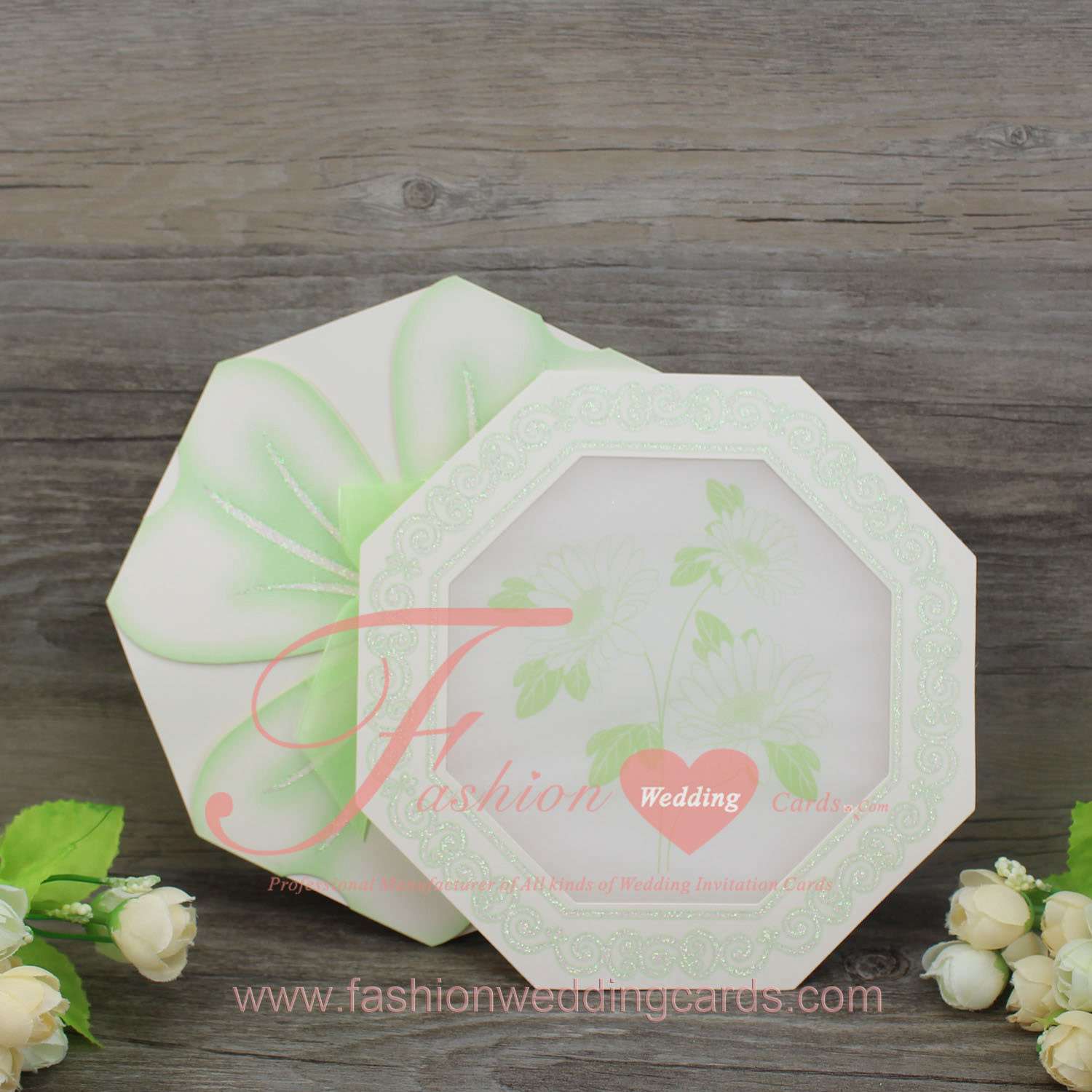 Green Unique Marriage Invitation Card